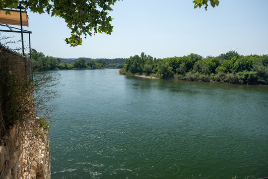 Ebro river winding through miravet town landscape
