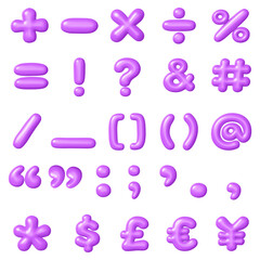 3D symbols png sticker, purple balloon texture set on transparent background © Rawpixel.com