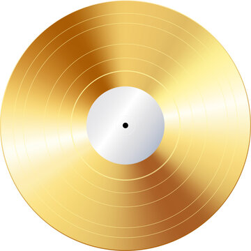 simple classic gold record vinyl music lp award symbol vector isolated on transparent background