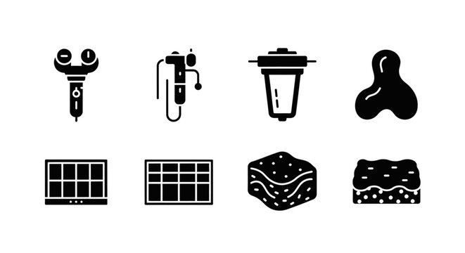 Spa, Beauty, and Cleaning Icons: Roller, Filter, Sponge, Fidget Spinner