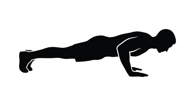 Human Silhouette In Push up Position Black On White Background