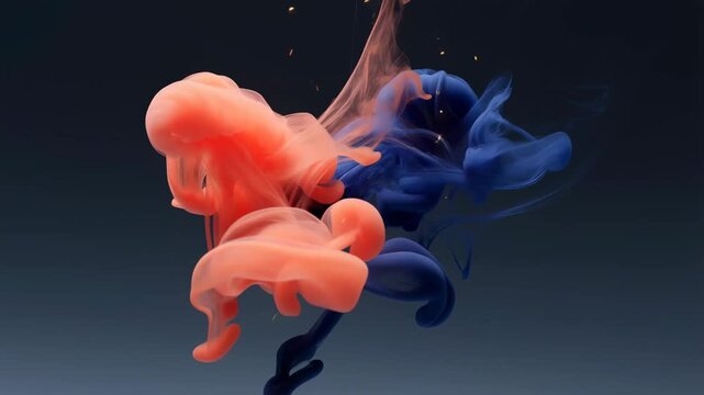 Vivid ink explosion in water creating abstract flowing patterns with bold colors