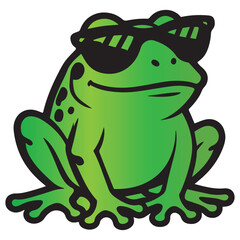 Fototapeta premium Green frog wearing sunglasses a colorful vector illustration with a white background amphibian animal anura