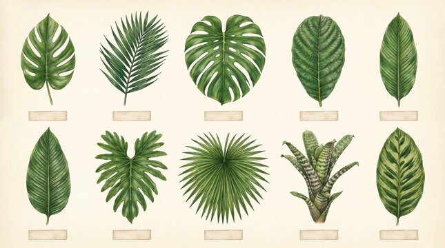 set of green leaves