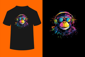 Colorful Monkey Headphones Vibrant Graffiti Colorful Kids T-Shirt  © ben