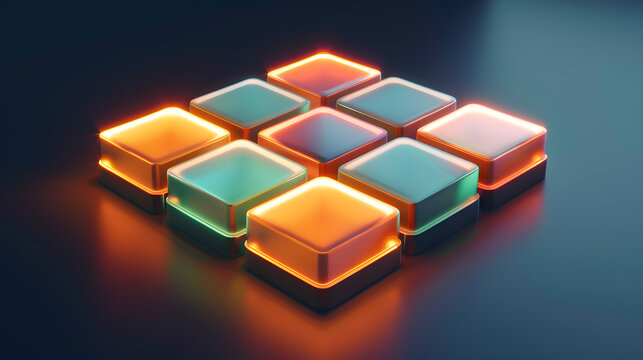 Programmable liquid crystal with glowing orange and mint sections