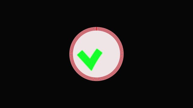 Animated reveal of a white checkmark icon in a green circle. Isolated on a white background.