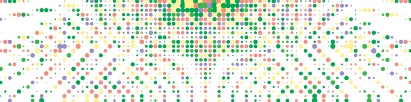 Colorful Dot Matrix Pattern Background, Abstract Circular Mosaic Texture With Random Geometric Arrangement, Modern Decorative Vector Design