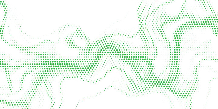 Green Hexagonal Halftone Background, Abstract Dot Matrix Honeycomb Pattern With Flowing Geometric Connections, Modern Technology Inspired Vector Texture