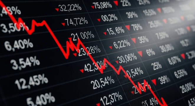 Stock Market Crash Bear Market Investment Risk Financial Loss Recession Downturn Negative Trend Declining Rates and Falling Prices