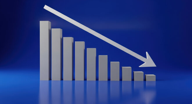 Stock Market Downturn with Graph and Arrow Falling Down Economy Recession Financial Crisis and Negative Trend Concept for Business and Investment