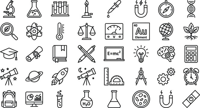 Science and education icons set