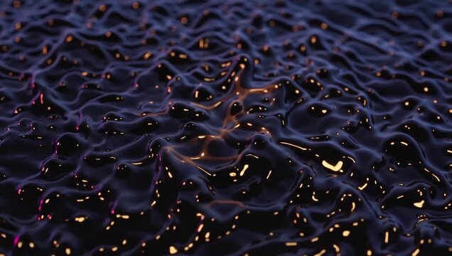Cinematic rolling waves of black ferrofluid and molten gold, heavy fluid dynamics with shifting metallic reflections, luxury dark abstract loop, 4k tech background.
