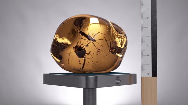 Piece of amber with insects of the Diptera species inside.

