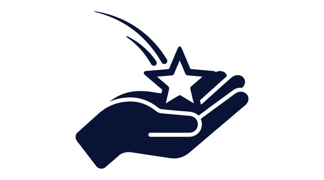 Open hand catching a falling shooting star concept icon