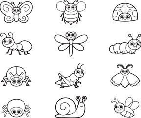 Obraz premium Farm Animal Line Icon Collection