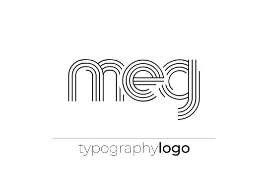 MEG modern geometric typography logo