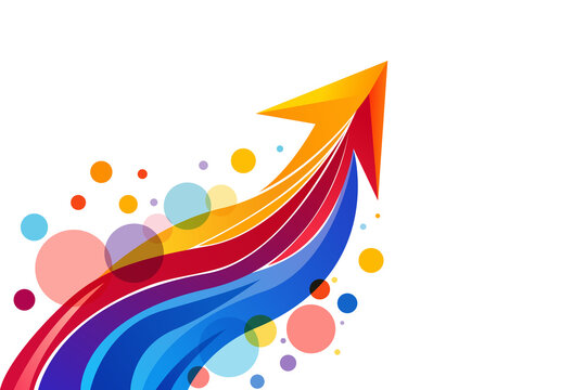 Colorful Upward Growth Arrow with Dynamic Waves, Isolated on Transparent