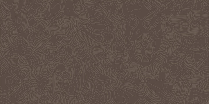 Brown abstract topographic map background with fine concentric line patterns mimicking natural wood grain or terrain. topographic contour lines, geographical maps, seamless abstract background, topo