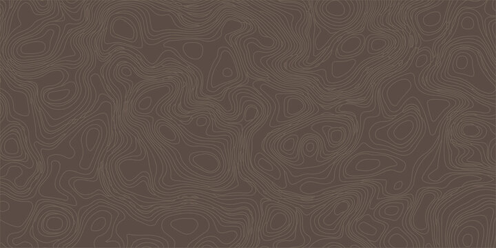 Brown abstract topographic map background with fine concentric line patterns mimicking natural wood grain or terrain. topographic contour lines, geographical maps, seamless abstract background, topo