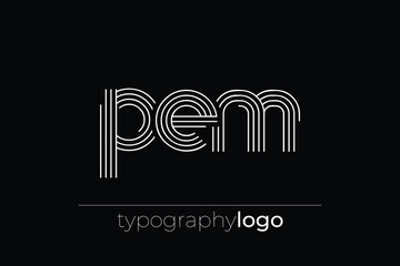 Fototapeta premium PEM modern geometric typography logo