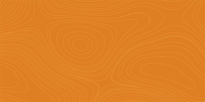 Orange topographic map background with abstract wavy contour lines mimicking a minimal geographic terrain or wood grain. topographic map, geographical contour lines, a stylized natural wood texture