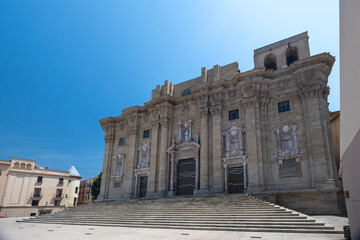Obraz premium Tortosa cathedral baroque facade with grand staircase