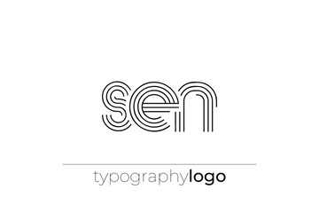 SEN modern geometric typography logo © Mahamud