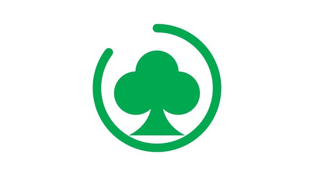 Green Club Suit Playing Card Icon Animation