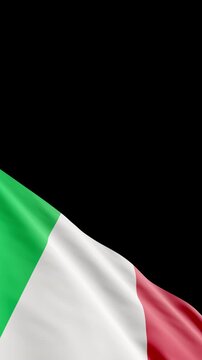 Italian Flag Waving with Alpha Channel Transparent Background