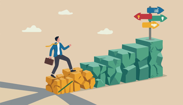 Make impossible success possible, optimistic creativity achieve business goal challenge solve hard problem concept, confidence businessman step up the word IM in to achieve possible