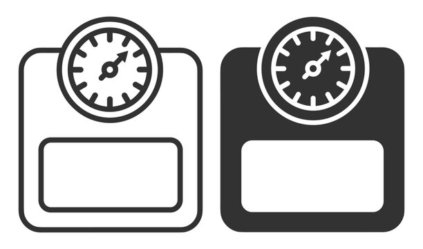bathroom scales vector icon set with dial for weight measurement on transparent background