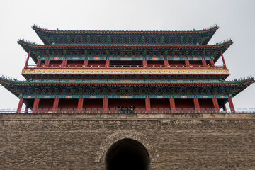 Fototapeta premium Beijing, China at the Zhengyangmen Gatehouse in Tiananmen Square.