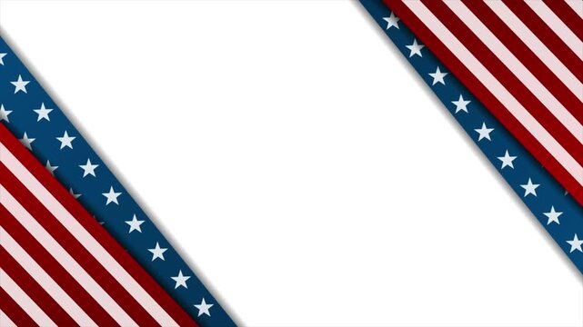 Abstract concept background with layered red white and blue American flag stars and stripes. USA flag colors motion design. Video animation Ultra HD 4K 3840x2160