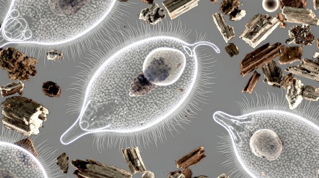 Microscopic View Tiny Organisms Microorganism Microscopy