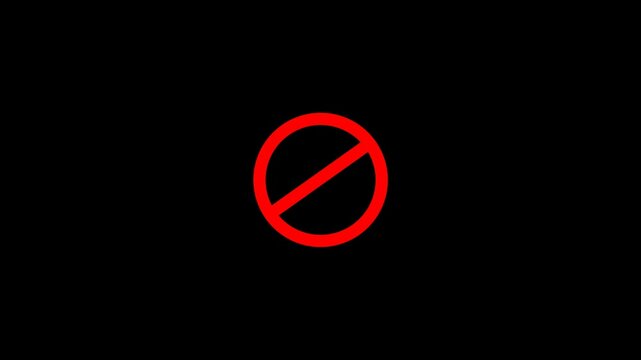 Red prohibition symbol on black background, forbidden sign, no prohibition concept, warning symbol, Alpha Channel