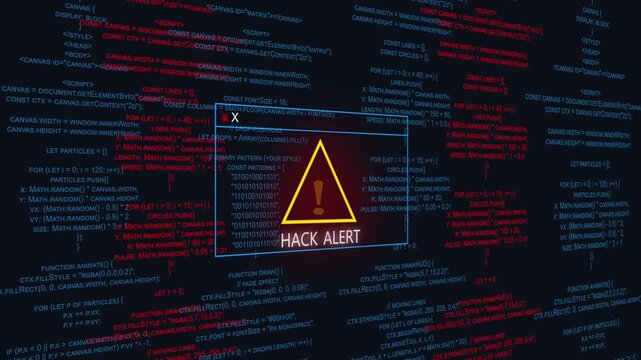Cyber security professional actively coding with urgent red alert warnings flashing on screen symbolizing data breach or system error
