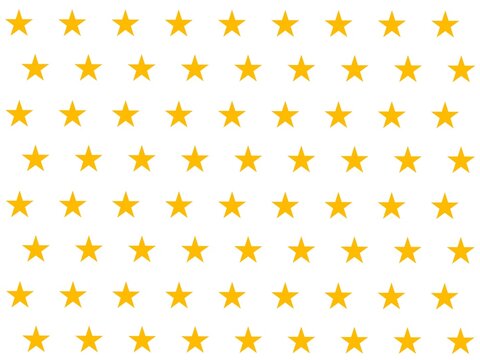 ​Minimalist geometric pattern of bright yellow stars arranged in neat rows on a solid white background. Repeating grid of sharp, five-pointed gold stars for surface design