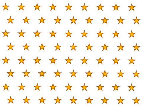 Classic pattern of dark golden stars arranged in neat rows on a white background. Seamless geometric backdrop for elegant holiday decorations and gift wrap paper