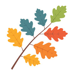 Fototapeta premium Flat design oak leaf branch with autumn colors