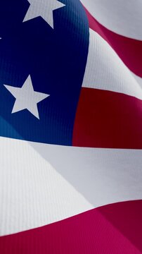 Vertical Seamless Loop of American Flag Waving In The Wind