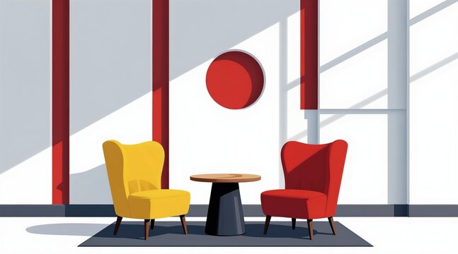 Potassium Element Red Two Red Chairs - Images et vidéos libres de droits | Adobe Stock