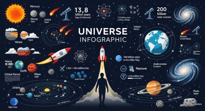 Universe Infographic Astronomy Space Facts Solar System Educational Design