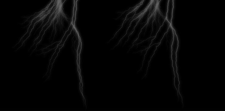 Lightning bolt electric discharge on black background