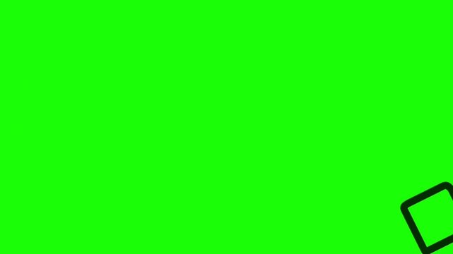 Minimalist black square outline bouncing on green screen background.