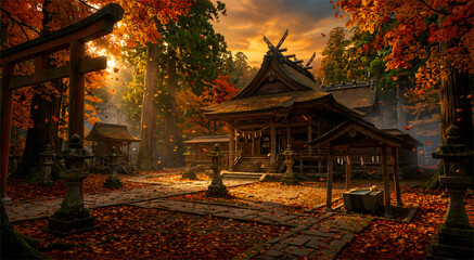 Fototapeta premium silence of the temple in autumn