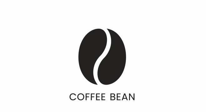 Minimalist Coffee Bean Icon with Text