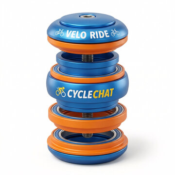Jeu de direction sans filetage de v&eacute;lo en aluminium anodis&eacute; bleu et orange