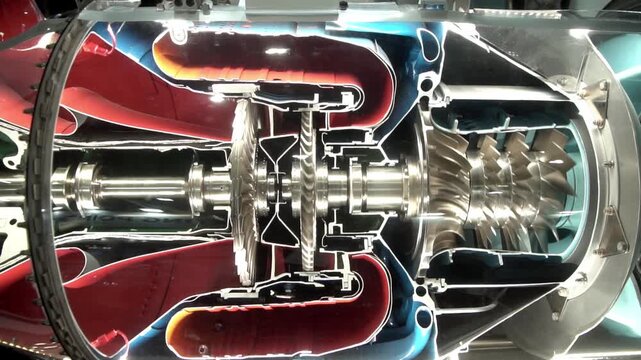 Close-up of the inside of an engine in slow motion.