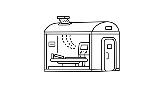 Modern isolation pod with medical bed and ventilation system, futuristic healthcare concept
